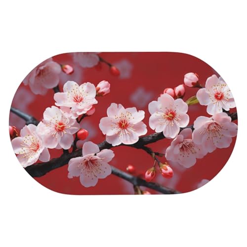 Tapis de bain en pierre rose fleur de prunier absorbant séchage rapide douche 50x80cm - 8
