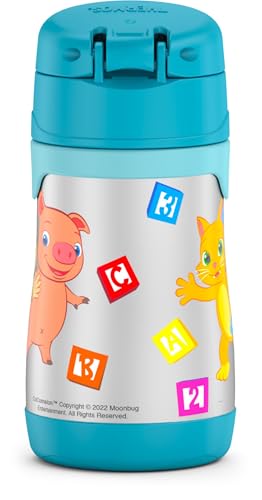 Image of Thermos Baby 10 oz. Stainless Steel Bottle with pop-up straw, Cocomelon