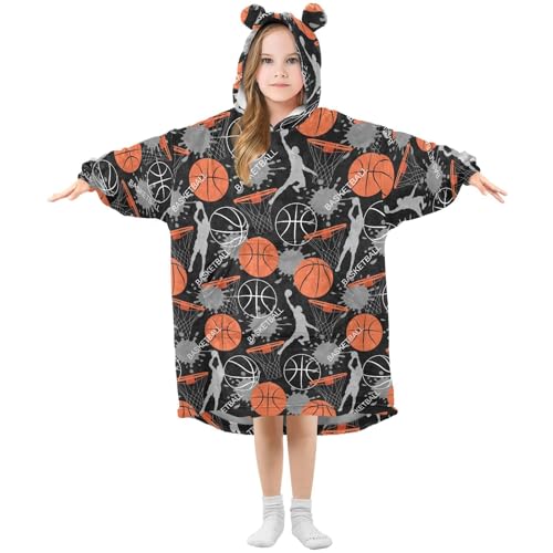 JHKKU Kids Basketball Hoodie Blanket with Pocket