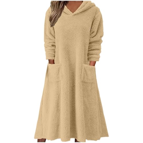 Robe sweat femme manches longues en polaire avec poche de mode