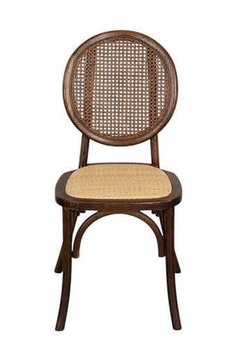 Biscottini Silla de madera y ratán 92 x 48 x 43 cm | Sillas de cocina de madera maciza Made in Italy | Silla de comedor y salón vintage Cross | Sillas de exterior e interior acolchadas