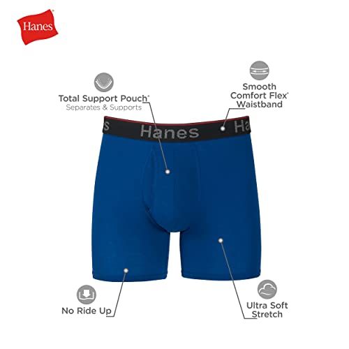 Hanes Total Support Pouch Men's Boxer Briefs Pack, Anti-Chafing, Moisture-Wicking Underwear, Odor Control (Reg Or Long Leg) #TOP3