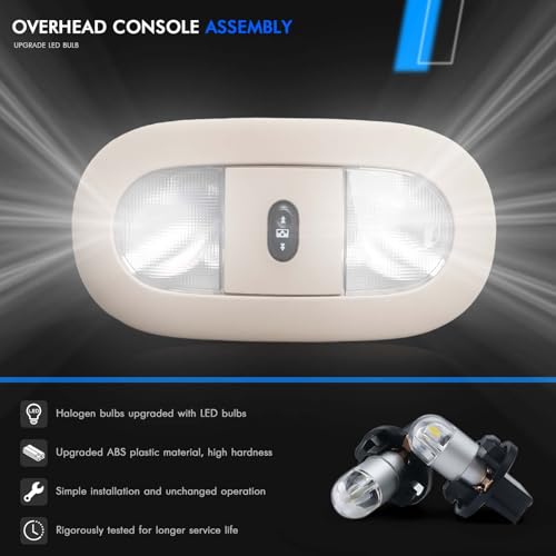 Image of LED Front Overhead Console Interior Dome Map Light w /Sunroof Switch, Tan | Compatible with Ford F250 F350 F450 F550 Super Duty 2008-2010, Replace# 8C3Z-25519A70-AA