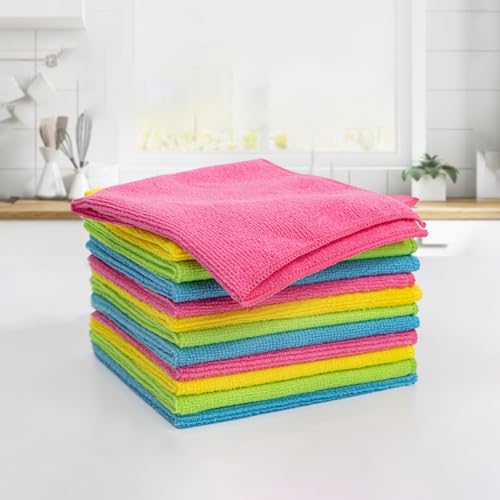 12 Paños De Cocina, Microfibra, Sin Aceite, 24 X 24 Cm Verde Rosa Azul Amarillo 12 Paños De Cocina, Microfibra, Sin Aceite, 24 X 24 Cm Verde Rosa Azul Amarillo
