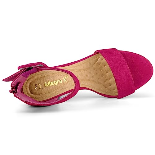 Allegra K Allegra K Women Block Heel Zipper Buckle Ankle Strap Hot Pink Sandals 7 M US