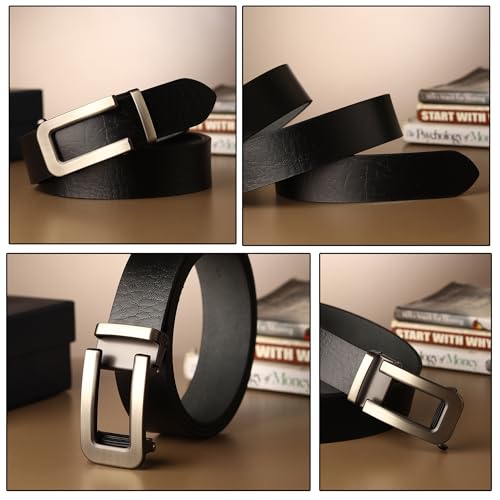 Image of Men Genuine Leather Belt Strong and Timeless Perfect For Formal and Casual Durable and Stylish (Black)