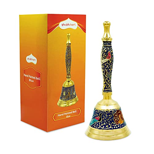 Shubhkart Hand Painted Bell - For Wedding Events Decoration, Food Line, Alarm, Jingles, Ringing, Service Bell (Blue) #TOP9