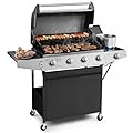 Lyromix Large Propane Grill with 4-Burners and Side Burner, Outdoor Gas BBQ Grill with Porcelain-Enameled Cast Iron Grates, 517 SQ.in. Cooking Area, 49200 BTU