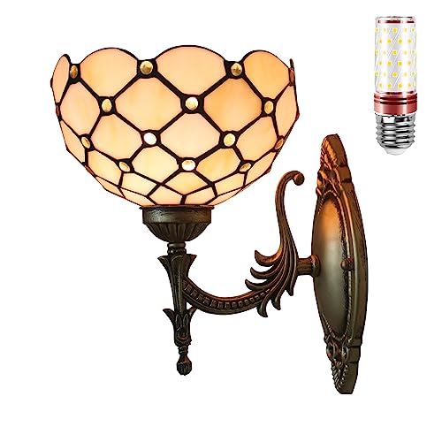Uziqueif Appliques murales interieures, Lampe de Applique Murale de Style Tiffany, Lampe vitrail, Lampe Murale Interieur, Lampe de Chevet pour Salon,D