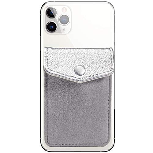 Stick on Wallet for Cell Phone,3M Adhesive Stick on Credit Card Pocket Cash Slot ID Phone Card Holder for Smartphones iPhone Android Samsung Galaxy Huawei-Grey
