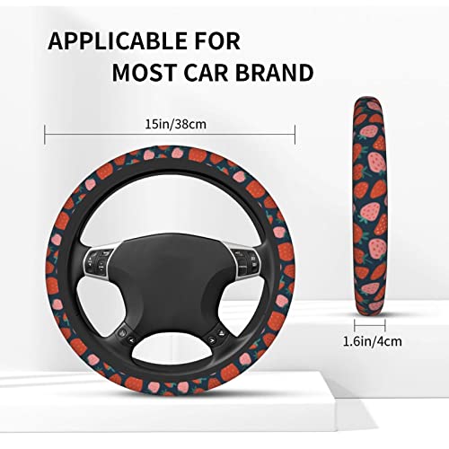 Strawberry Steering Wheel Cover Protector Car Accessories For Women Men 15 Inch Auto Universal Non-Slip Interior Decor #TOP5