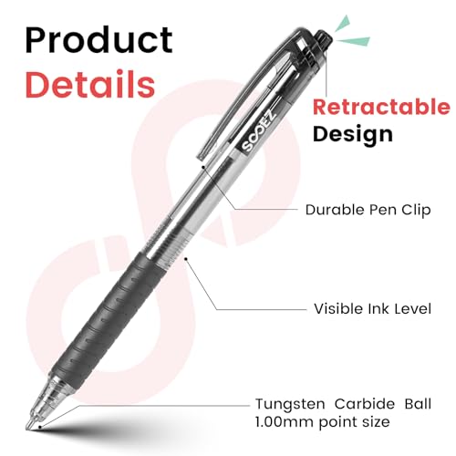Image of Sooez 500 Pack Bulk Pens Ballpoint, Smooth Writing Pens with Soft Grip | Retractable Blue Ink Pens, Medium Point 1.0mm Pen for Journaling, Ballpoint Pen Office Supplies