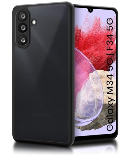 Image of WOW IMAGINE Translucent Hybrid Back Case Cover for Samsung Galaxy M34 5G | F34 5G Smoked Matte Back | Shock Proof 360 Degree Protection | Protective Hard Case - Matte Black