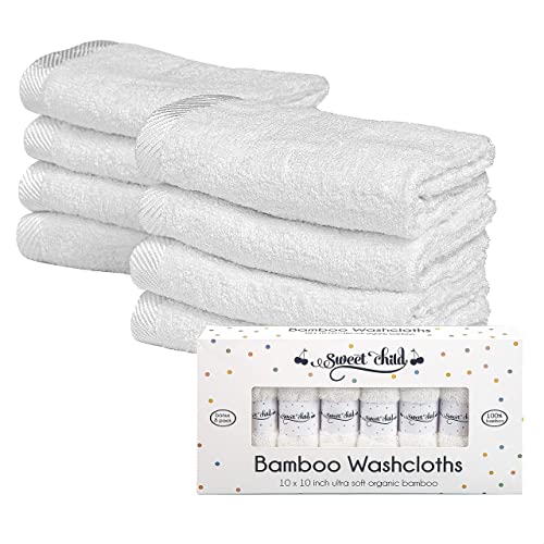 Image of Sweet Child 8-Pack Baby Washcloths -Super Soft Rayon,Wash Cloths for Newborn,Infants and Kids, Bath Baby Towels, for Body and Face