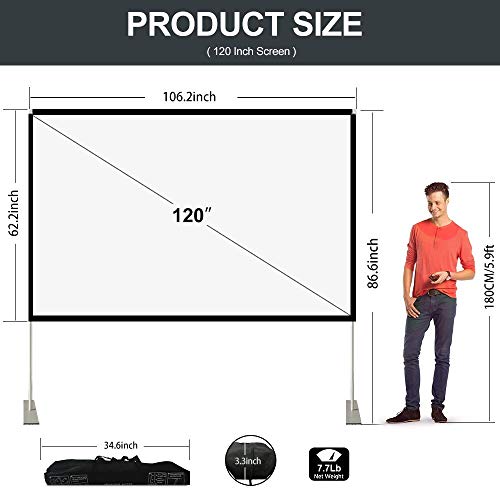 image for Abdtech Portable Outdoor Movie Screen, 120 inch 3D Projector Screen Fr