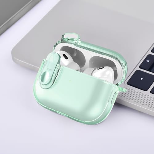 Image of (with Lock) Clear Case Compatible for Cute Apple Airpods Pro1 /2 Cases with Bling Keychain, VISOOM TPU Transparency Air pods Pro 1st 2nd Generation Earbuds Bling Keychain for iPod Pro2 1