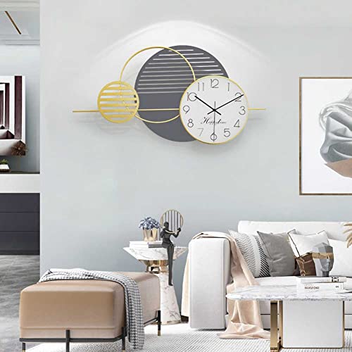 Große Wanduhren aus Metall für Wohnzimmer Küche Kreatives Design Wanduhr Leise Wanduhren Nicht Ticken Deko Uhr Horizontal 70x35cm Cover