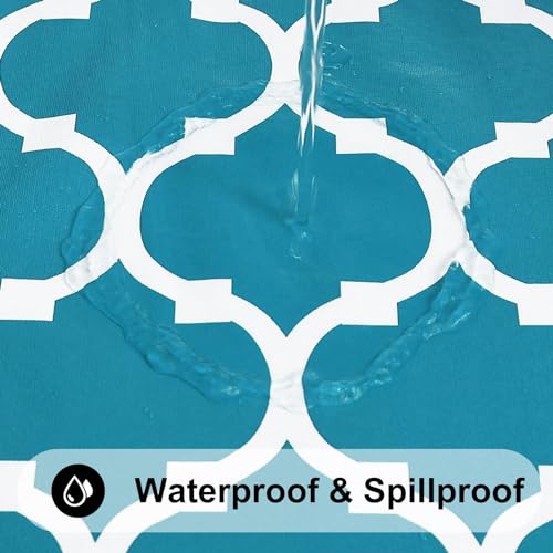 Image of Smiry Rectangle Table Cloth, Flannel Backed Vinyl Tablecloth, 70 inchx90 inch | Waterproof Plastic Tablecloths, Wipeable Table Cover for Dining, Indoor and Outdoor (Teal)