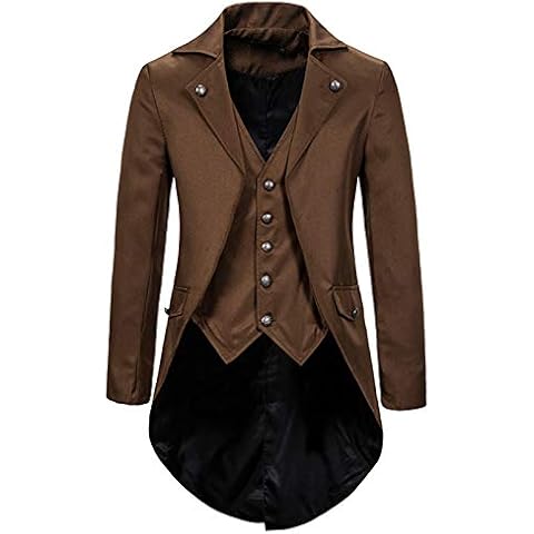 BUZHIDAO Herren Jacke Steampunk Frack Mantel Gothic Gehrock Mittelalter Jacke Smoking Viktorianisch Mantel Uniform Cosplay Kostüm Smoking Cover