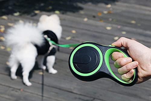 Etechydra Einziehbare Hundeleine Strapazierfähig mit Anti-Biss-Stahlkette, Hundeleine 5 m mit Kette Leinen Nylonband Rollleinen, Ausziehbar Hundeleine für mittelgroße Große Hunde,Grün
