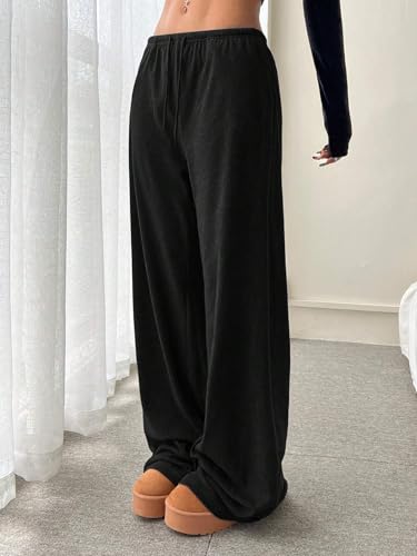ZAFUL Wide Leg Sweatpants Women Y2k Low Waist Straight Baggy Pants Casual Drawstring Workout Toursers with Pockets3