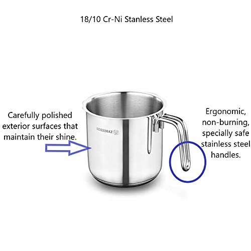 LaModaHome Korkmaz 67oz/2lt Stainless Steel Milk Frothing Pitcher, Espresso Steaming Pitcher, Milk Frother Cup for Cappuccino Latte Art Gift for Home, Kitchen