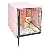 New World Large Dog Crate Cover Featuring Teflon Fabric Protector, Poly-Cotton Privacy Kennel Cover Fits Most 42-inch Crates, Pink Designer Print, Machine Washable, Reduces Barking