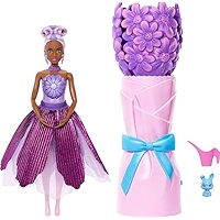 Barbie Petal Pop geparfumeerde pop met roze tulpenjurk en