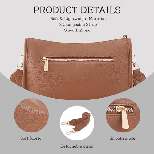 Image of HKCLUF Crossbody Bags Purses for Women Trendy,Vegan Leather Medium Crossbody Purse,Shoulder Bag with 2PCS Adjustable Strap