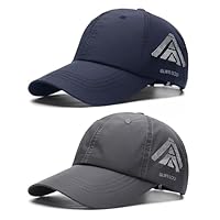 TAGVO Lot de 2 Casquette de Baseball Unisexe, Casquette de Running Sport à Séchage Rapide, Chapeau de Baseball Anti-UV Réglable Respirant Ultralégère et Pliable, Casquette de Golf pour Homme Femme