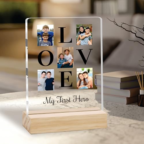 Image of Giftplease Customized Photo And Text Frame With Wooden Stand | Personalised Printed Photo Frame | Gift For Brother | Birthday | (Transparent, 5MM, 6 * 8 Inches), Tabletop BG 12