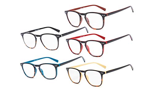 Eyekepper Reading Glasses 5 Pack Mixed Color Vintage Readers Men Women +1.25