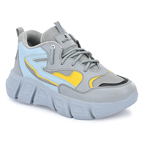 Image of ROWLANS Women's Synthetic Leather Stylish /Comfortable /Running /Gym Lace-Ups Sports Shoes