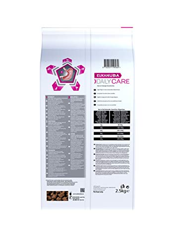 Eukanuba Daily Care Sensitive Digestion Hundefutter - Trockenfutter für Hunde mit sensibler Verdauung, Magenfreundlich mit leicht verdaulichem Reis, 2,5 kg