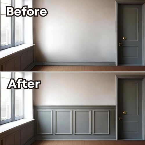 Wall Molding Peel and Stick Panel - 4 Bottom Frame | Enhance Your Home with Elegance Using This Wall Panels for Interior Wall Decor | Wainscoting Panels for a Luxury Upgrade | Decorative Wall Panels