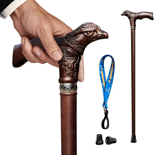 Uoagain Hand Carved Wooden Walking Cane USA Made Eagle Carved Ergonomic Elegant Wood Canes for Men and Women Support up to 400 lbs Provide Stable Canes for Seniors for Daily Use and Gift Giving by uoagain - Image 7
