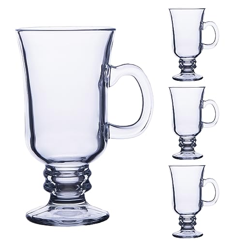 Chefcaptain Glass Coffee Mugs, Glass Cup With Handle Zero-Lead Footed Mugs With 8 Oz Capacity, Irish Coffee Glasses 4-Piece Set thumb #1