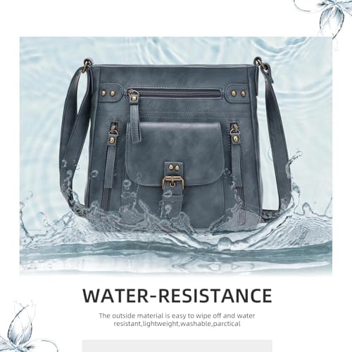 Image of Crossbody Bags for Women Medium PU Leather Multi Pocket Shoulder Purses