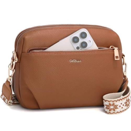Image of Crossbody Bag for Women Vegan Leather Handbag Purse Anti Theft RFID | Stylish Designer Crossover Shoulder Bag Travel Daily| Wide Adjustable Shoulder Strap | Multi Pockets