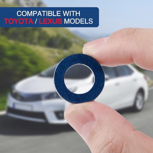 Image of 100-Pack 90430-12031 Oil Drain Plug Gaskets Replacement for Toyota Lexus Scion Crush Washer Seals Replaces# 9043012031 Aluminum