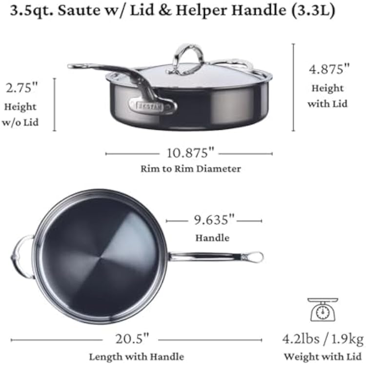 Hestan NanoBond Molecular Titanium 5-Piece Cookware Set - PFAS-Free Stainless Steel, 4x Stronger, 1050F Safe, Induction Compatible, Handcrafted Italy