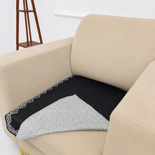 Image of Homerz Premium 'Maharaja Paradise Series' Sofa Cover | Net Fabric Sofa Cover | Washable, Anti-Dust Backed & Wrinkle Resistant Cover (Regal Flower, 1 Seater, Only Seat Cover)
