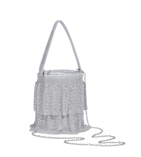 Sweetovo Sparkling Rhinestone Chain Handbag Women Elegant Evening Clutch Bag Bling Crystal Crossbody Purse for Wedding Party