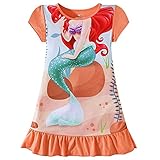 Toddler Girls Nightgown Cute Mermaid Princess Pajamas Dress Sleepwear Nightshirt Dark Orange