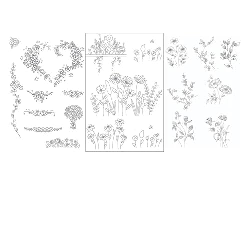 Patrones de bordado solubles en agua, estabilizadores costura con respaldo autoadhesivo: papel fácil usar for sombreros para Bordado(3 Sheets)