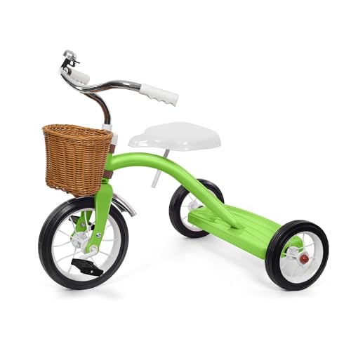 KRIDDO Classic All Metal Toddler Trike, Gift for Boys and Girls Ages 2 to 4 Year Old, Tricycle for 1 to 3 Year Olds, Sturdy Rear Deck, Deluxe Steer and Ergonomics Grip, Indoor and Outdoor, Green
