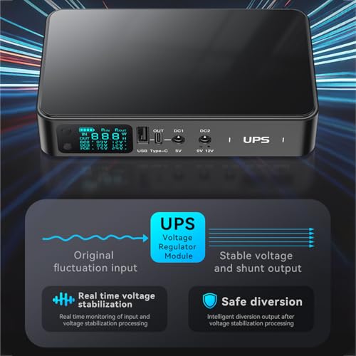 UPS de type C 5,5x2,1mm mini alimentation sans interruption réglable DC 5V 9V 12V 2A - 6