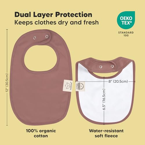 Image of 8-Pack Organic Baby Bibs for Boys, Girls - Soft Cotton Drooling and Teething Bibs for Baby Girl & Boy, Extra Absorbent, Easy to Clean & Put On for Toddler, Newborn, Infant 0-24 Months (Mauve)