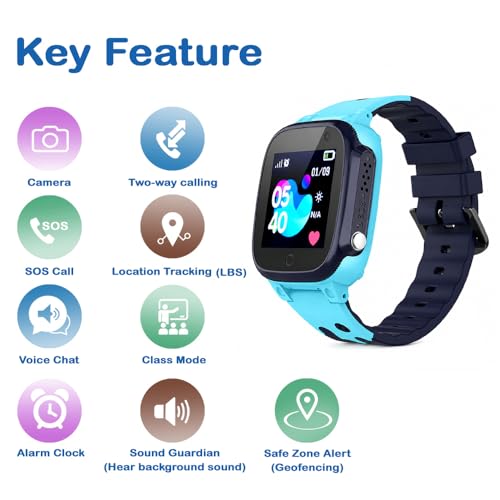 Image of SeTracker M2 Kids Smartwatch for Boys & Girls | Calling Smart Watch for Kids | 2-Way Calling, SOS & Safe Zone Alert, Location Tracker, Camera, Voice Chat, App Control | 4G /5G SIM Supported | (Blue)