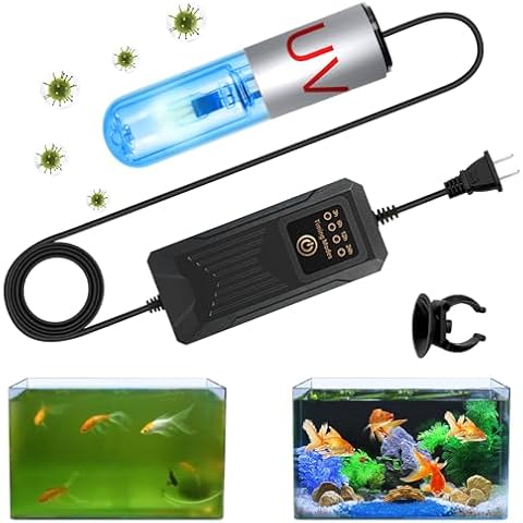 Rutloy Mini 3W Timer UV Aquarium Clean Light Algae Removal Light Fish Tank LED Light Aquarium Green Clean Waterproof Light for Pond Tank Aquarium Cover